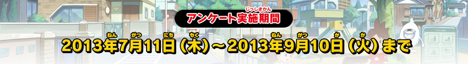 アンケート実施期間 2013年7月11日（木）～2013年9月10日（火）まで