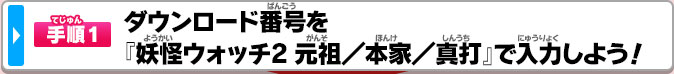 手順1 ダウンロード番号を『妖怪ウォッチ2 元祖／本家／真打』 で入力しよう！